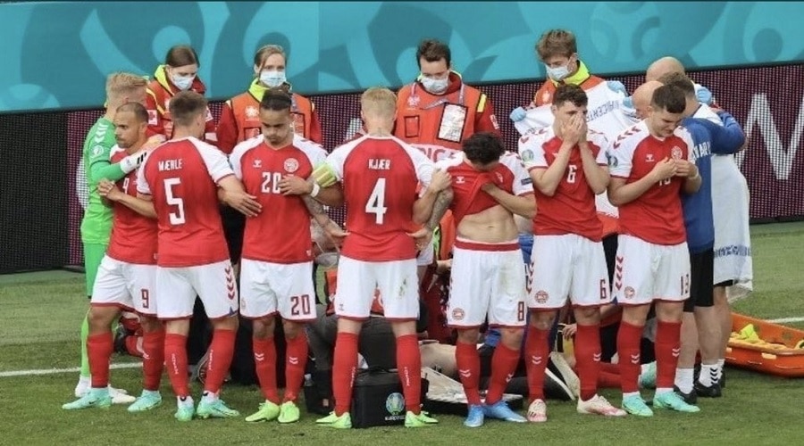 Euro 2020: डेनिश मिडफील्डर एरिक्सन मैदान में ही गिरे, रद्द किया गया मैच, हालत स्थिर