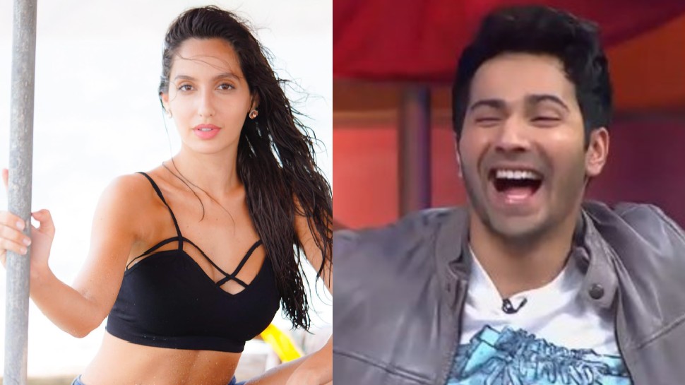 Nora Fatehi ने पहनी ऐसी बिकिनी, अपनी हंसी नहीं रोक पाए Varun Dhawan; Video Viral