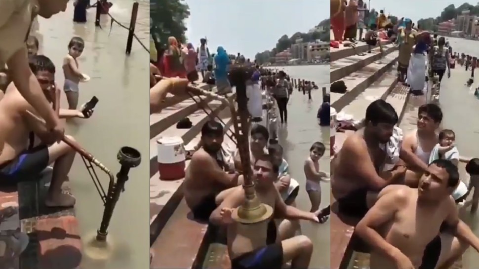 Haridwar 6 People Were Drinking Hookah On Ganga Ghat Hari ki Pauri Case  Filed Marpeet Video Viral upns | मां गंगा के घाट पर हुक्का गुड़गुड़ा रहे थे  युवक, नाराज लोगों ने