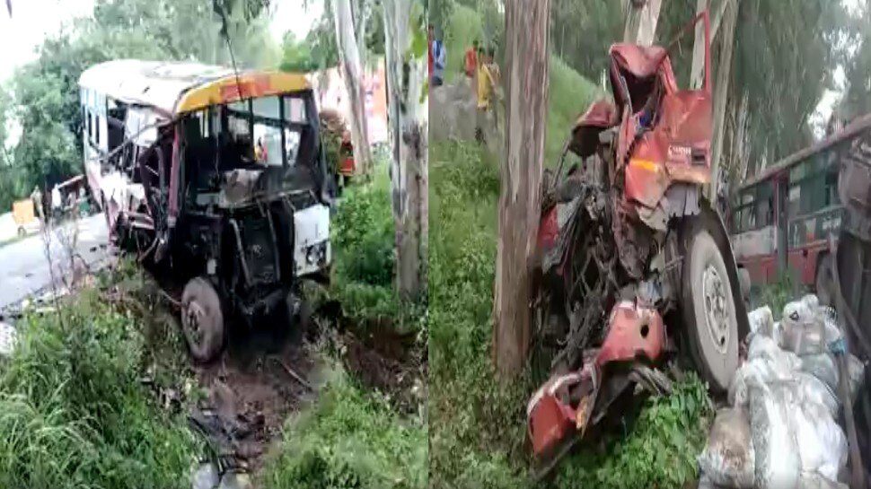 बिजनौर: ट्रक और सरकारी बस की जोरदार भिड़ंत, एक की मौत, 7 लोग घायल