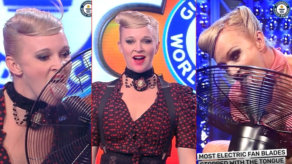 Guinness World Records: ये महिला अपनी जीभ से रोक देती है चलता पंखा, बनाया वर्ल्ड रिकॉर्ड