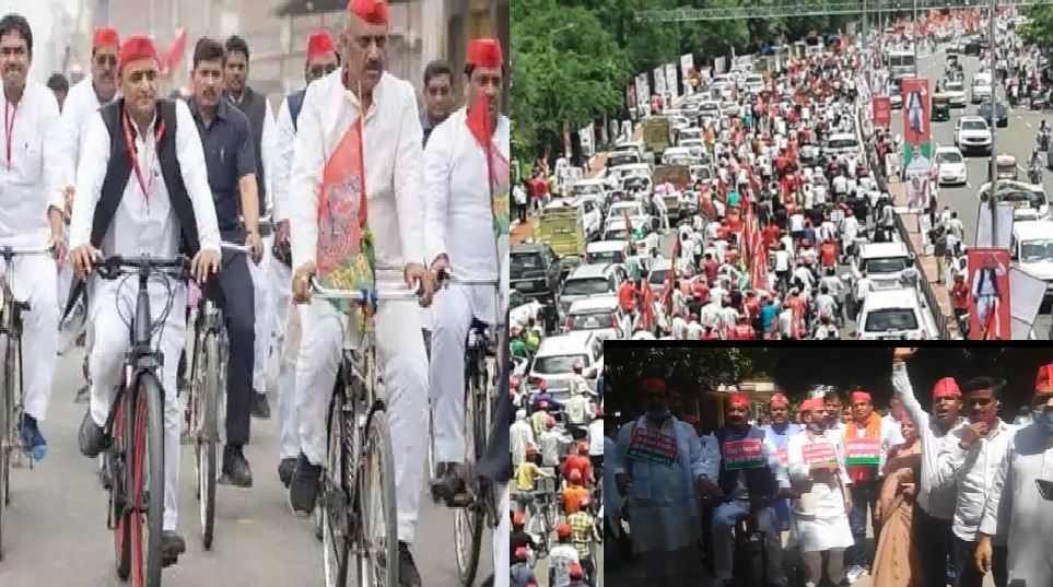 यूपी चुनाव से पहले बीजेपी को घेरने साइकिल पर निकले अखिलेश, 400 सीट जीतने का किया दावा