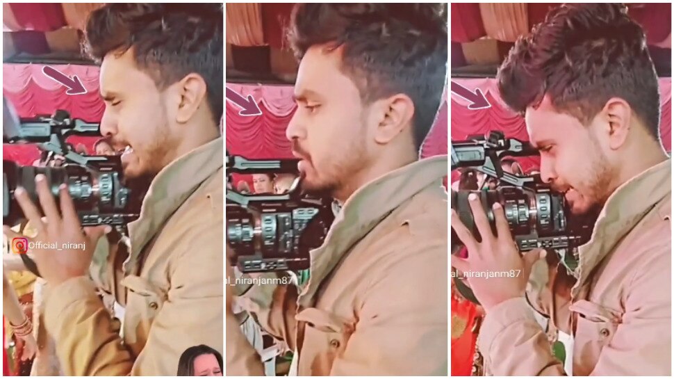 viral video of photographer crying at a wedding photoshoot | Viral Video: रोने लगा शादी में आया फोटोग्राफर, आंसू पोछते हुए किया फोटोशूट - Vimarsana News