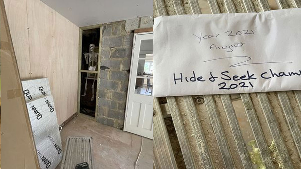 Woman leaves skeleton prank in walls of her home for new owner see images viral  news | Viral News: महिला ने घर को भूतिया दिखाने के लिए चली ये चाल, देखने  वालों