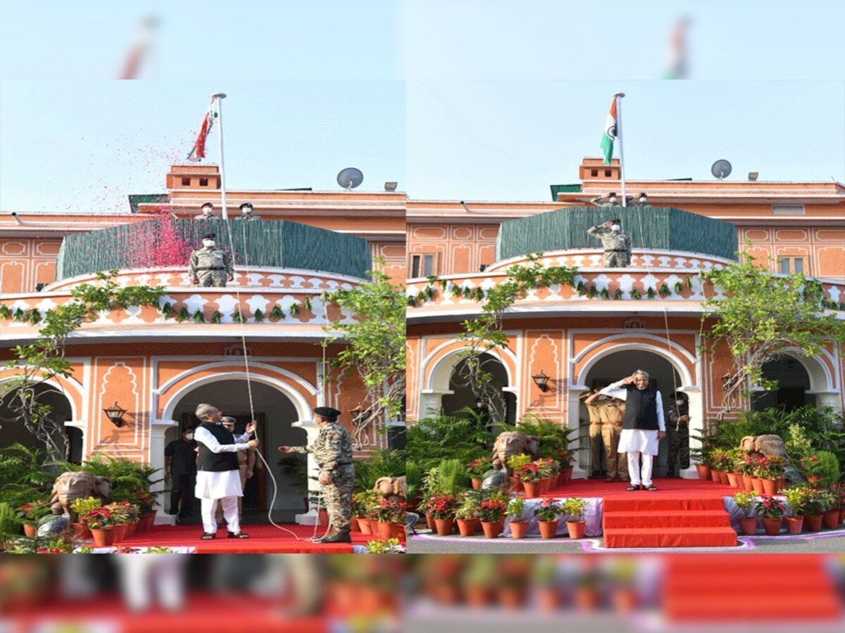 सुबह सबसे पहले मुख्यमंत्री आवास पर झंडारोहण का कार्यक्रम आयोजित हुआ.