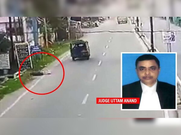 हादसे की तस्वीर और इनसेट में मृतक जज आनंद उत्तम