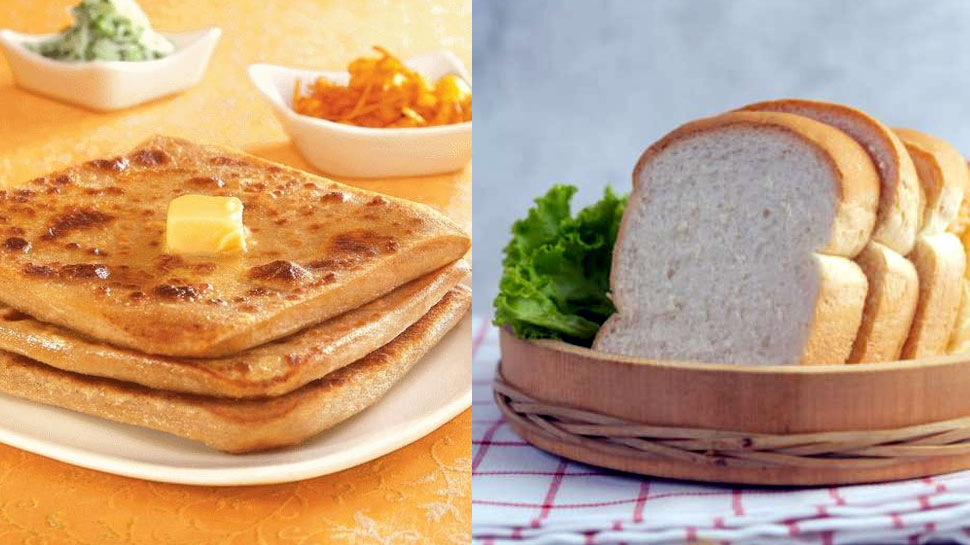 eating paratha and bread for breakfast