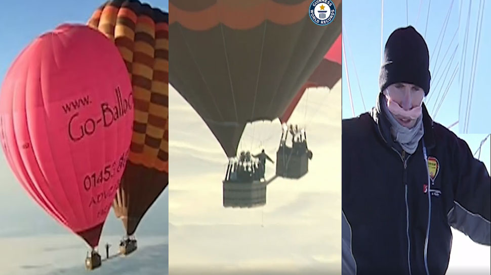 दो गुब्बारों के बीच हवा में यूं चला 'खतरों का खिलाड़ी', वीडियो देख थम जाएगी सांसे