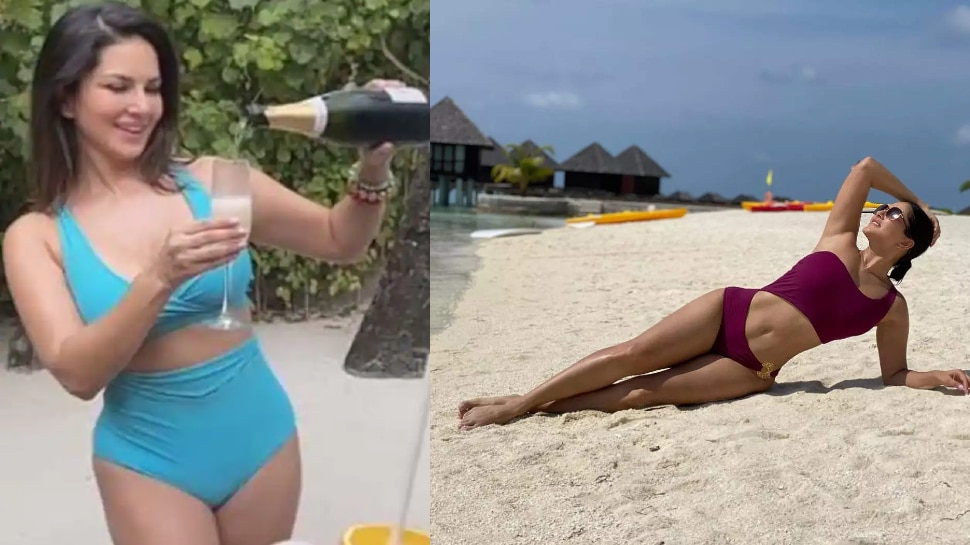 रेत पर लेटकर यूं धूप सेंकती नजर आईं Sunny Leone, मोनोकिनी में परफेक्ट फिगर देख फैंस हुए फिदा