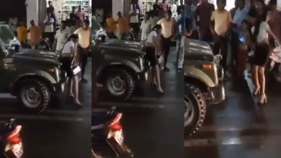 drunk girl high voltage drama on gwalior road stopped Army jeep mp ...