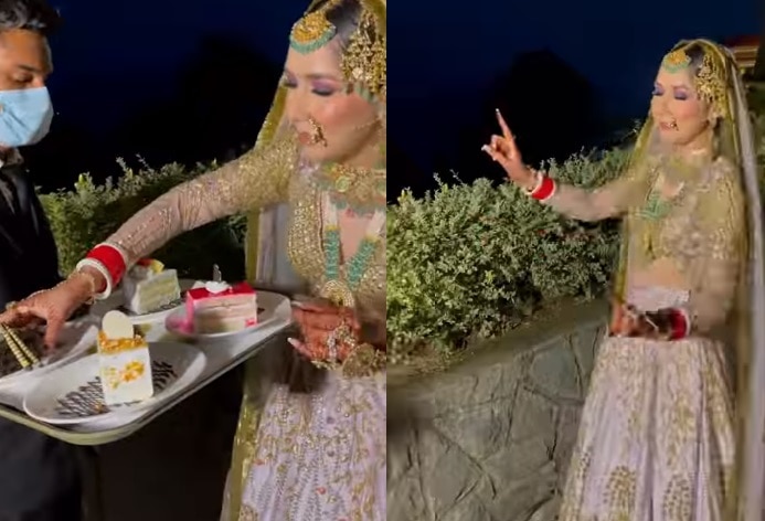 पेस्ट्री देखते ही टूट पड़ी दुल्हन, लोग बोले-'बंदी हो तो ऐसी'