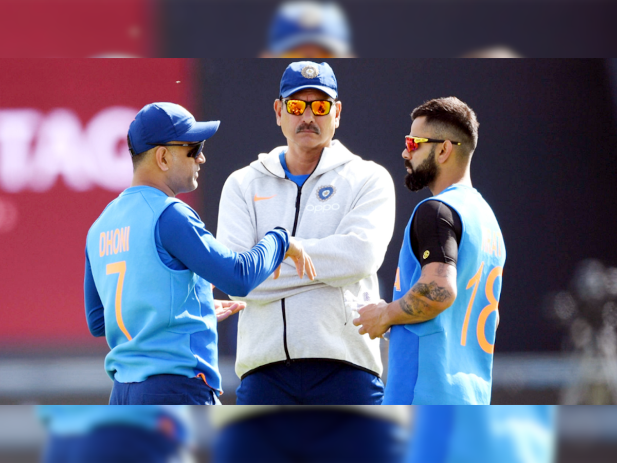 MS Dhoni, Ravi Shastri and Virat Kohli