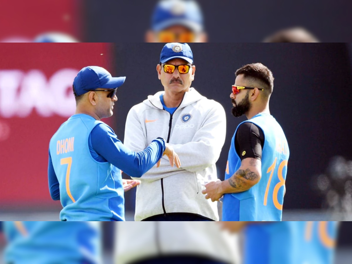 MS Dhoni, Ravi Shastri and Virat Kohli 