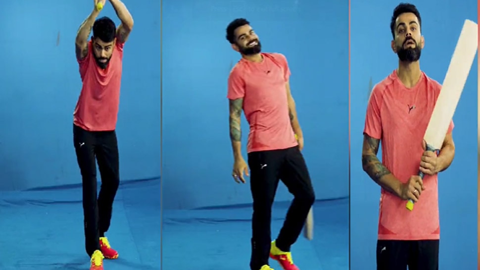 Virat Kohli ने की Shikhar Dhawan के स्टाइल में बल्लेबाज़ी, आप भी देखें Video