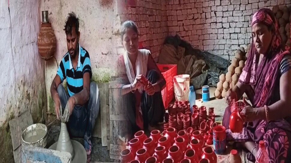 नजदीक आया दीपावली का त्योहार, मिट्टी को सुंदर रूप देकर दीये और बर्तन बना रहे कुंभकार