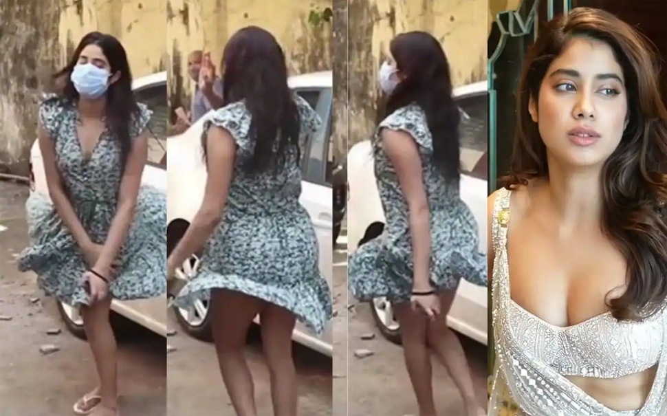 हवा के झोके ने अचानक उड़ा दी Janhvi Kapoor की ड्रेस और हो गया Oops मोमेंट, देखिए VIDEO