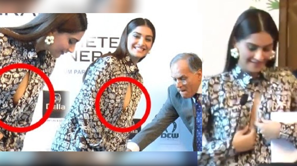 इवेंट के बीच खुल गए Sonam Kapoor की शर्ट के सारे बटन, गिरने से बाल-बाल बचीं एक्ट्रेस