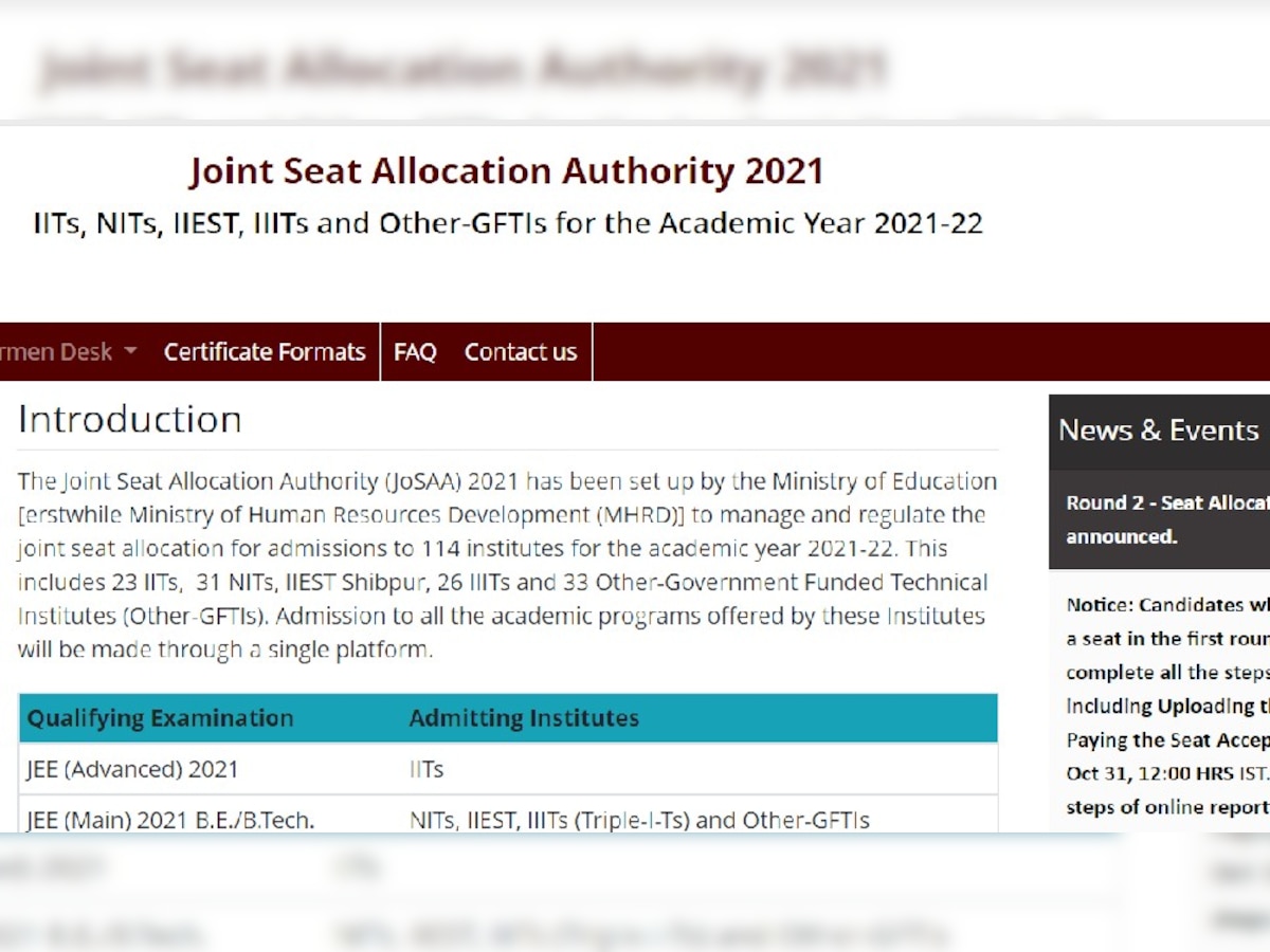 JoSAA 2021: जारी हुआ काउंसलिंग राउंड-2 का रिजल्ट, इस Direct Link से अभी करें चेक