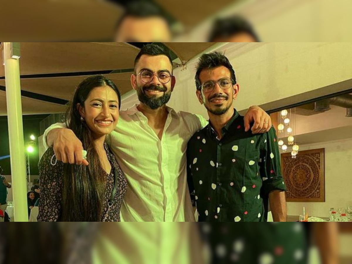 Virat Kohli With Dhanshree and Yuzi Chahal 