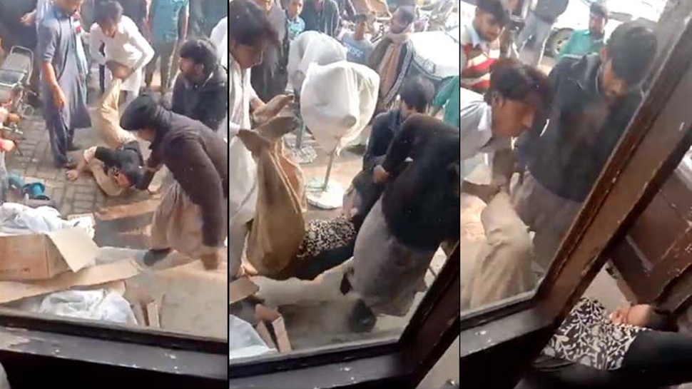 Uncontrollable crowd again in Pakistan, took off women's clothes on the middle of the road; beating with sticks