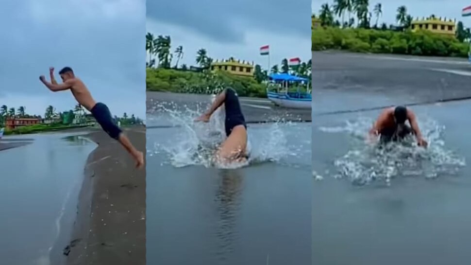Viral Video: The man had to do stunts in the water, fell on his head ...