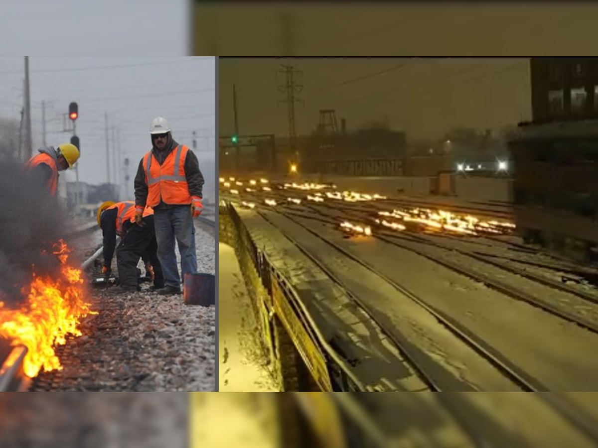 यहां पड़ रही है इतनी ठंडी कि ट्रेन चलाने के लिए रेलवे ट्रैक पर लगानी पड़ रही आग; देखें Video