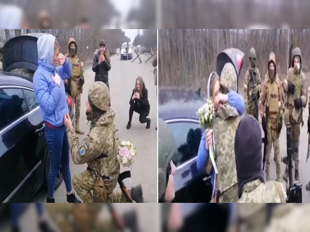 तोप और गोलों की गड़गड़ाहट के बीच सैनिक ने गर्लफ्रेंड को क‍िया प्रपोज, देखें दिल छूने वाला वीडियो
