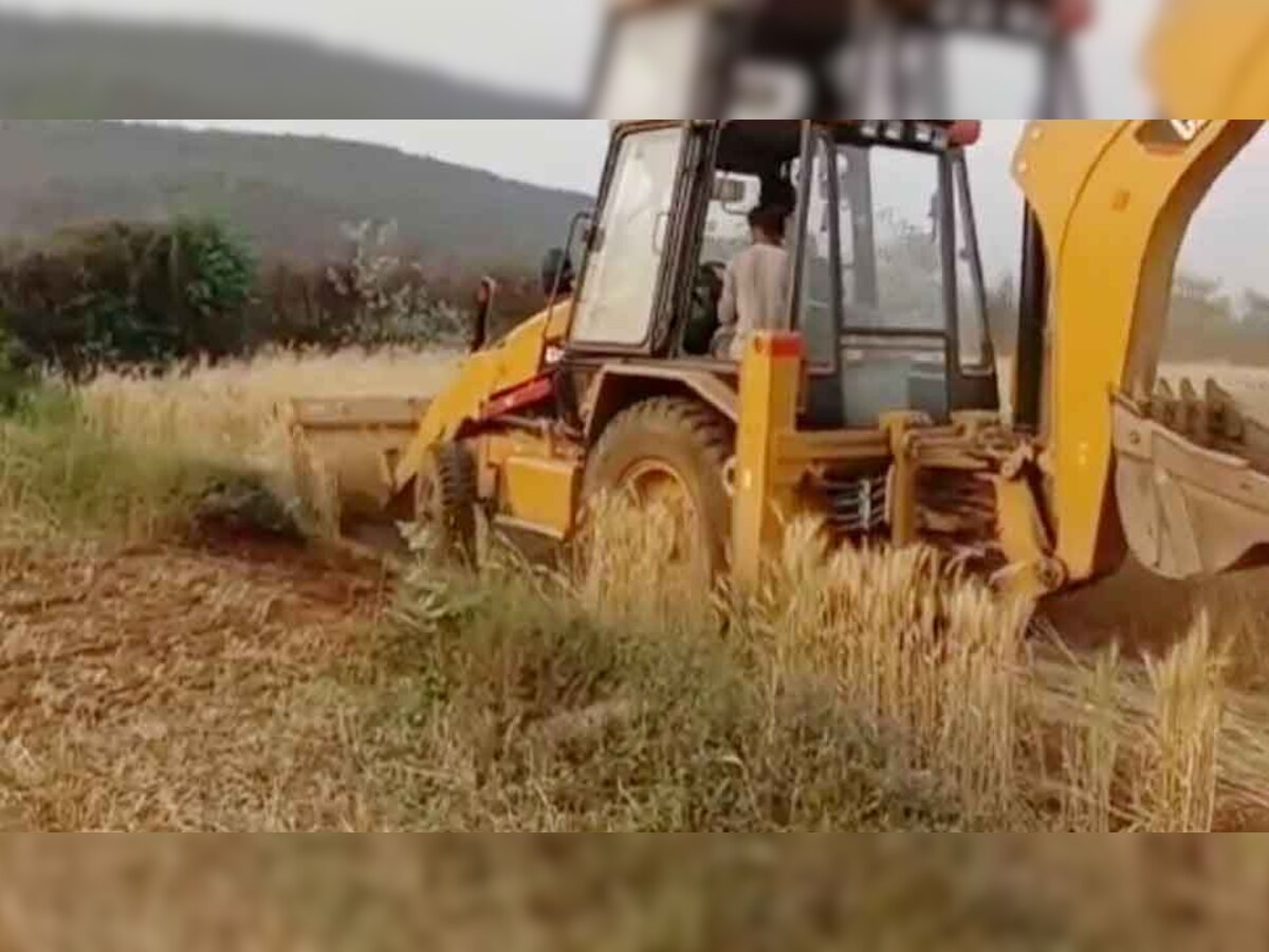 किसान का अपहरण करने वाले फरार आरोपियों के खेत बर्बाद, जेसीबी ने कर दी खड़ी फसल नष्ट