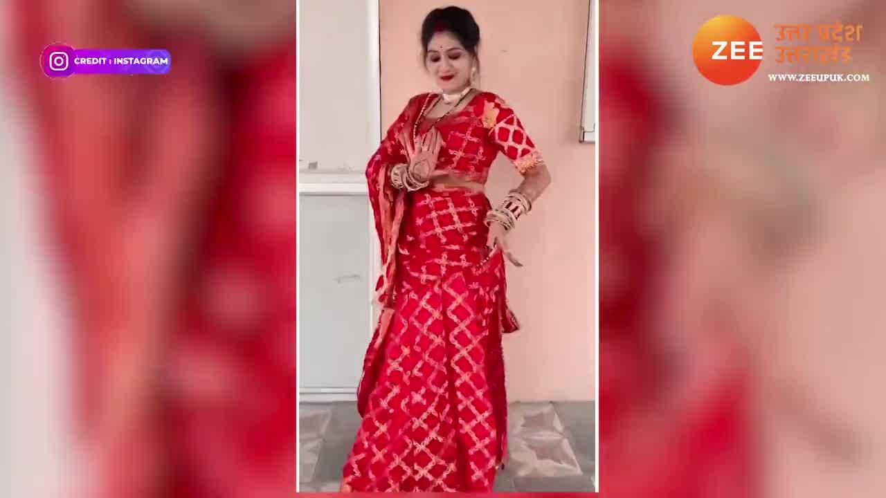 Desi Bhabhi In Red Sari Bang Bang Dance On Haryanvi Song Video Goes Viral In Social Media Spup