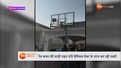  रेड कलर की साड़ी में सनी ने खेला बास्केटबॉल, वीडियो देख आएगी शाहरुख की याद
