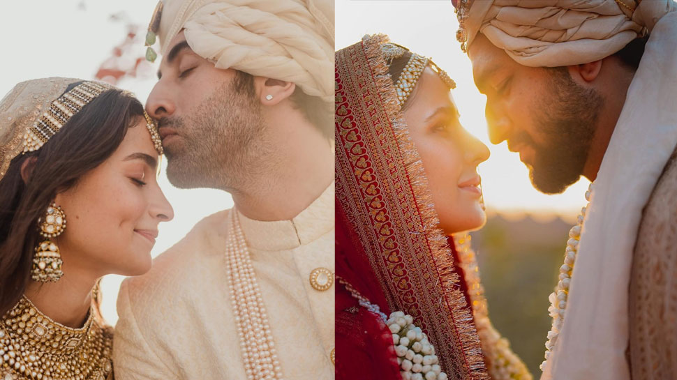 Alia-Ranbir or Katrina-Vicky whose wedding look is more beautiful, See Pics  | Ranbir Alia Wedding: आलिया-रणबीर या कैटरीना-विक्की, किसका लुक है ज्यादा  दमदार? | Hindi News,