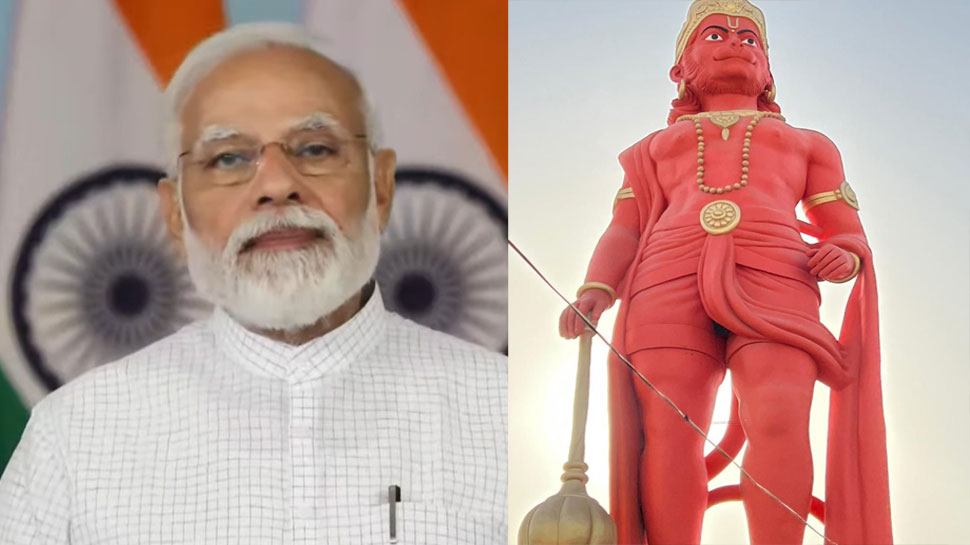 PM Modi inaugurates 108 feet Hanuman statue in Gujarat Morbi PM Modi