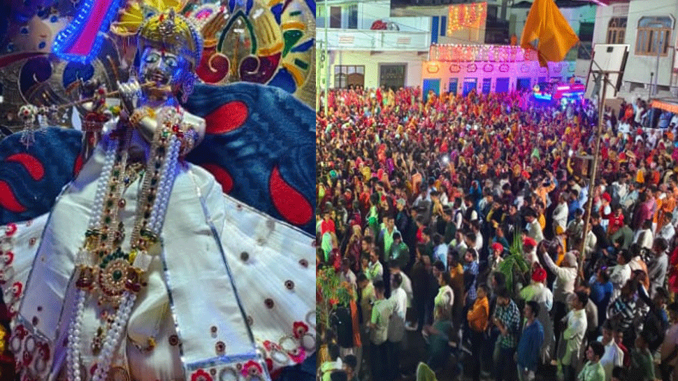 Thakur ji became the groom, dressed in gold ornaments with royal ...
