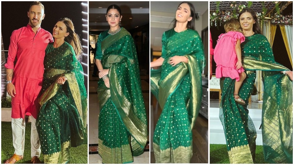 Anushka Sharma Green Gold Chanderi Handwoven Saree - Etsy Norway