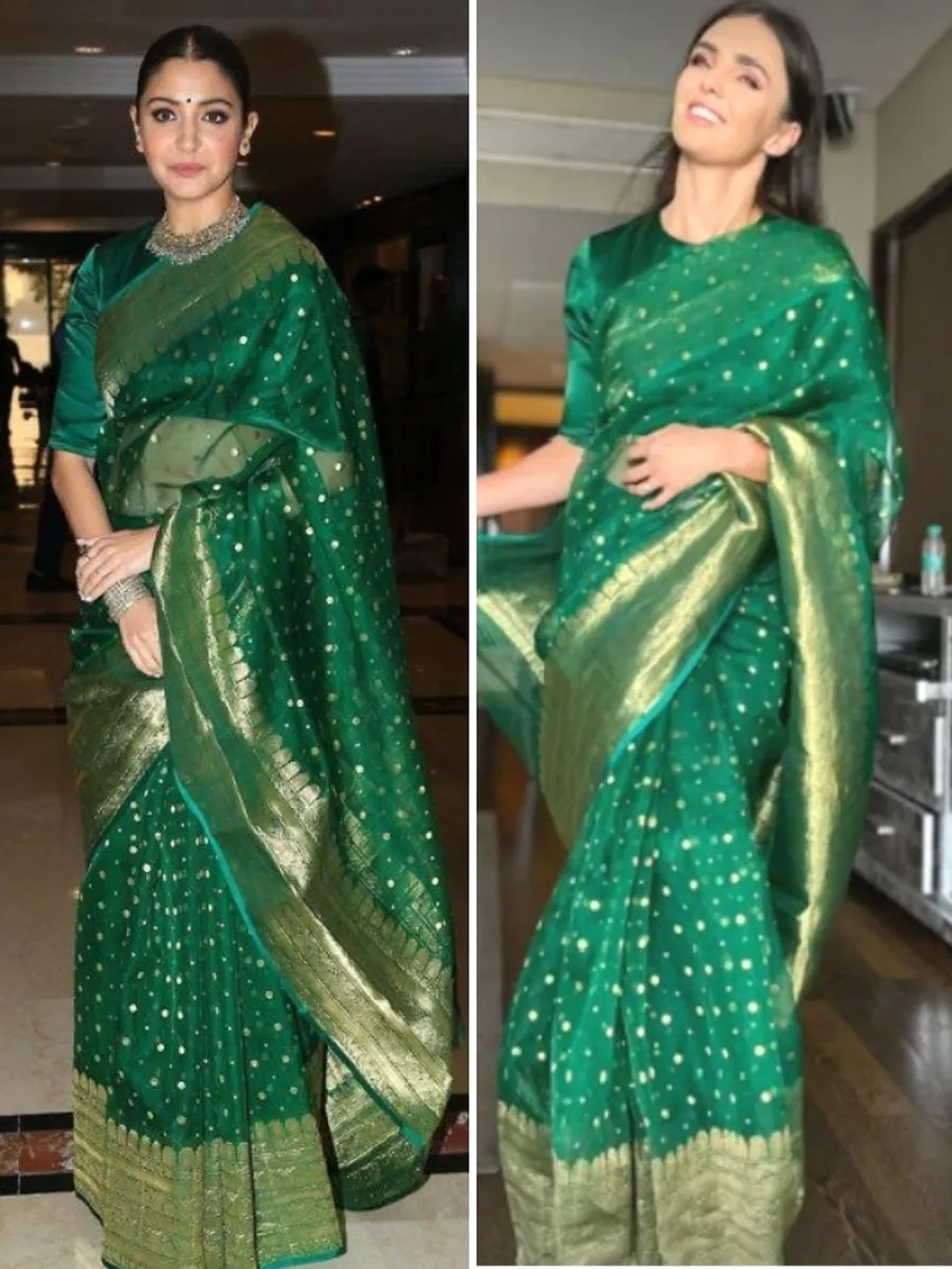 Celebrity Approved Peacock Green Festive Outfits For Navratri Day Nine