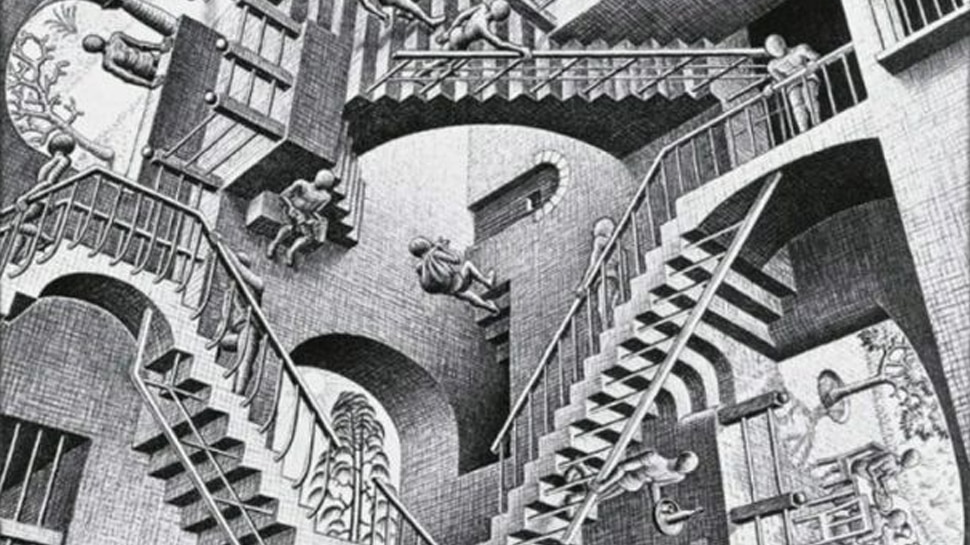 Optical Illusion Which way are the stairs going only genius can tell