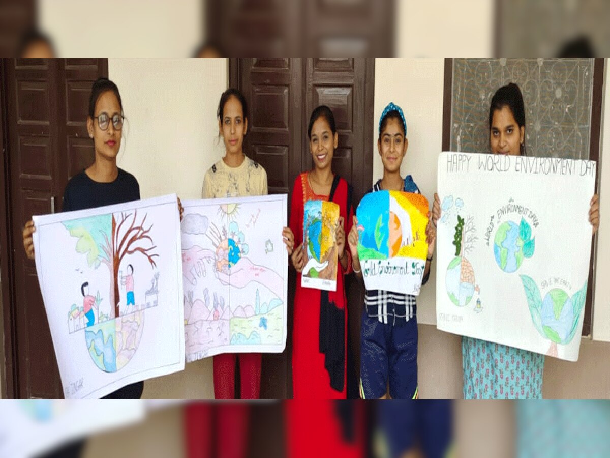 विश्व पर्यावरण दिवसः स्कूली बच्चों ने किया पौधारोपण,  पेंटिंग बना कर दिया ये संदेश