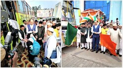 UP से रवाना हुआ हज यात्रियों का पहला जत्था, देश के लिए की गई दुआओं की दरखास्त
