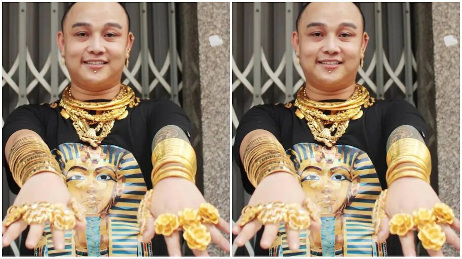 richie rich Man Runs Food Corner Wearing 5 Kg Gold man in 5 kg gold ...