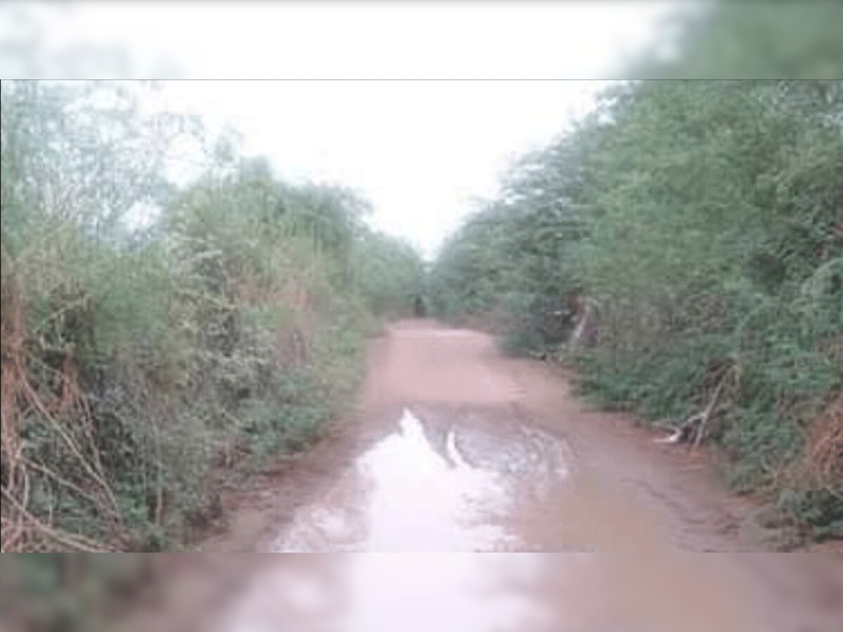संचोर में सड़क मार्ग पर जलभराव से ग्रामीण परेशान, प्रशासन से की सड़क बनाने की मांग
