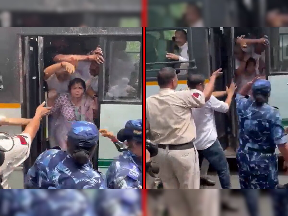 Netta D'Souza spits on Policemens: विरोध के नाम पर कांग्रेस की घटिया हरकत! पुलिसकर्मियों पर थूकती नजर आईं महिला नेता