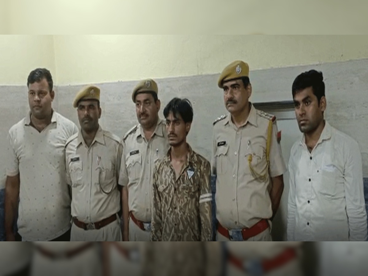 पुलिस की गिरफ्त में ओरोपी महेन्द्र जांगीड़ 