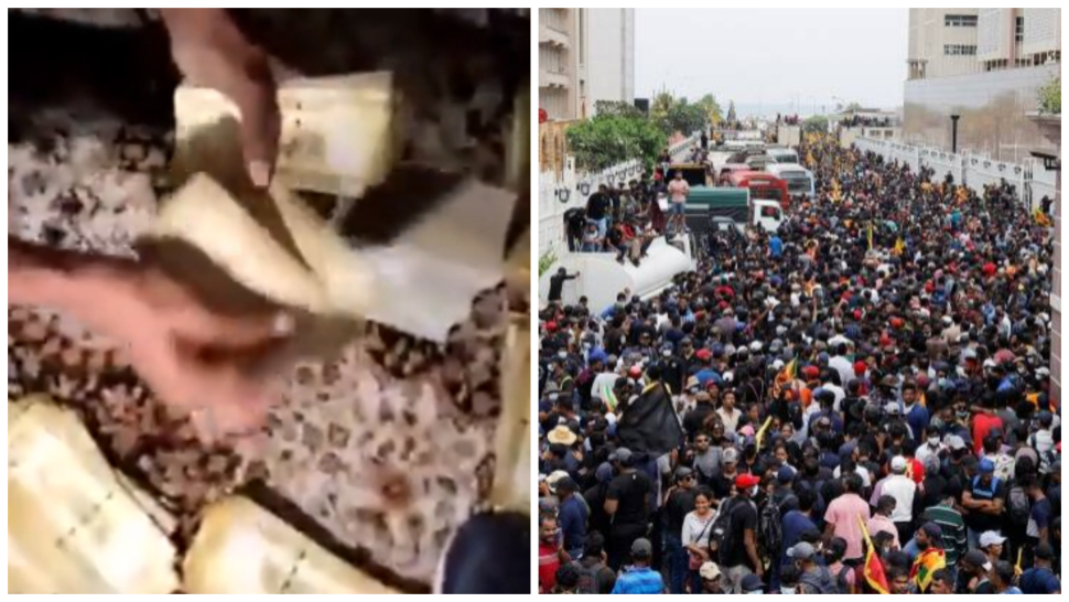 श्रीलंकाई राष्ट्रपति के घर से लाखों रुपए कैश बरामद, देखिए प्रदर्शनकारियों का नोट गिनते VIDEO श्रीलंकाई राष्ट्रपति के घर से लाखों रुपए कैश बरामद, देखिए प्रदर्शनकारियों का नोट गिनते VIDEO