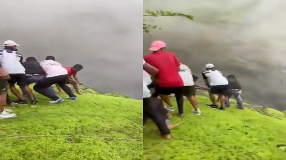 Viral video of youths risk their lives to save calf stranded in a deep ...
