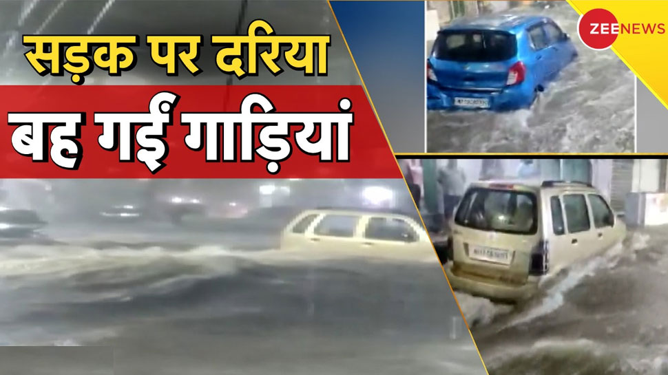 cars washed away in water after heavy rainfall in jodhpur rajasthan