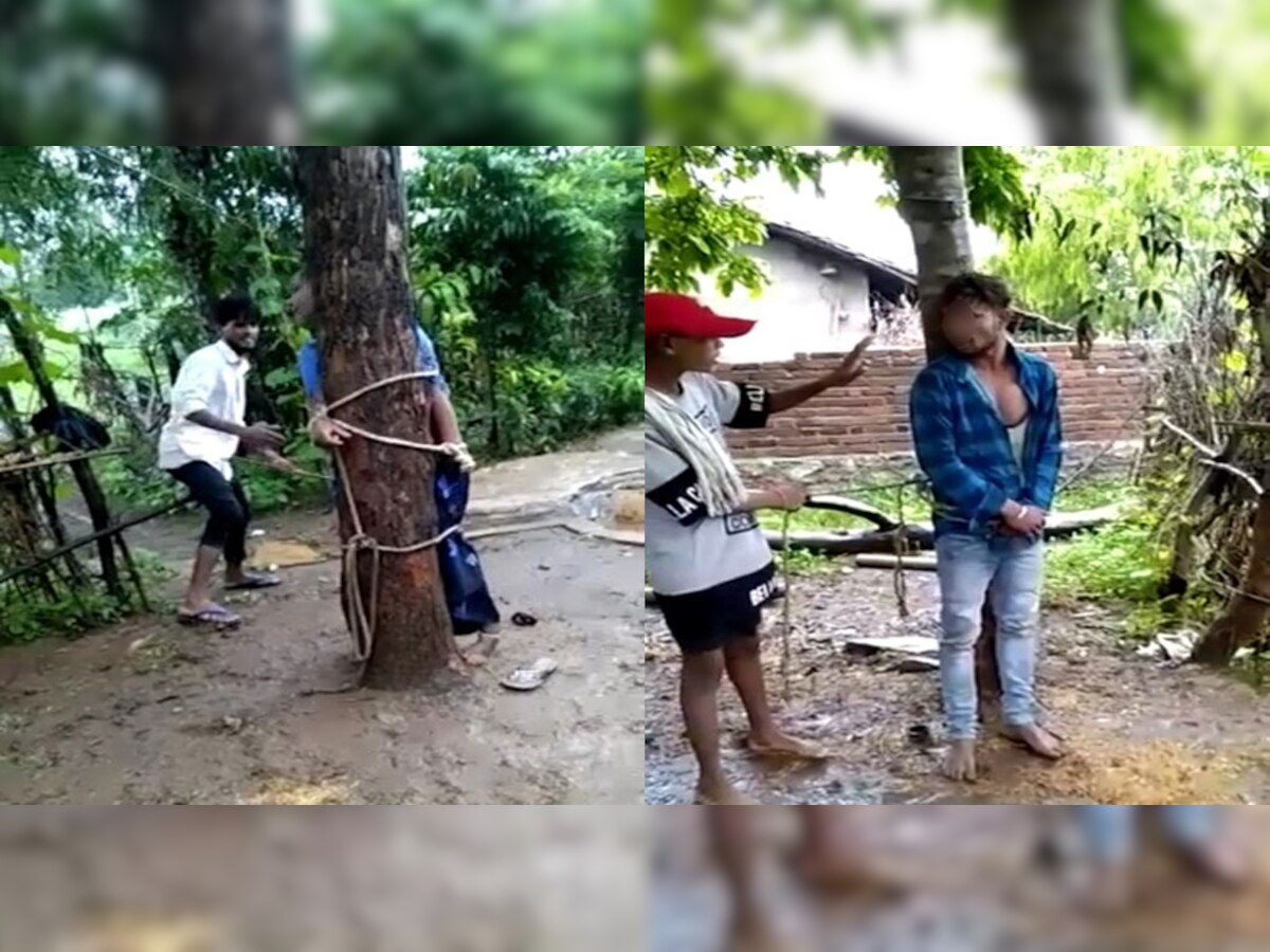 Viral Video : बांसवाड़ा में दूसरे युवक के साथ घूम रही शादीशुदा महिला की पेड़ से बांधकर घंटों बेरहमी से पिटाई