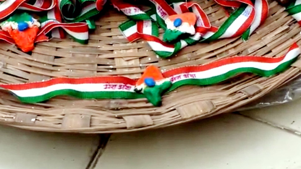 Unique rakhi made of clay, cow dung and seed is made of tiranga