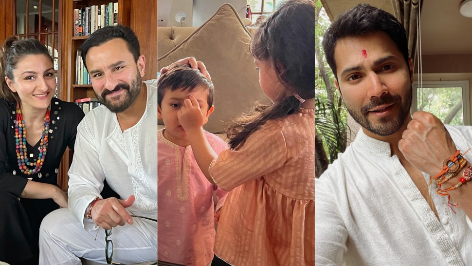 Khan Raksha Raksha Bandhan 2022 celebs photos Saif Ali Khan Soha Ali Khan Jeh ...