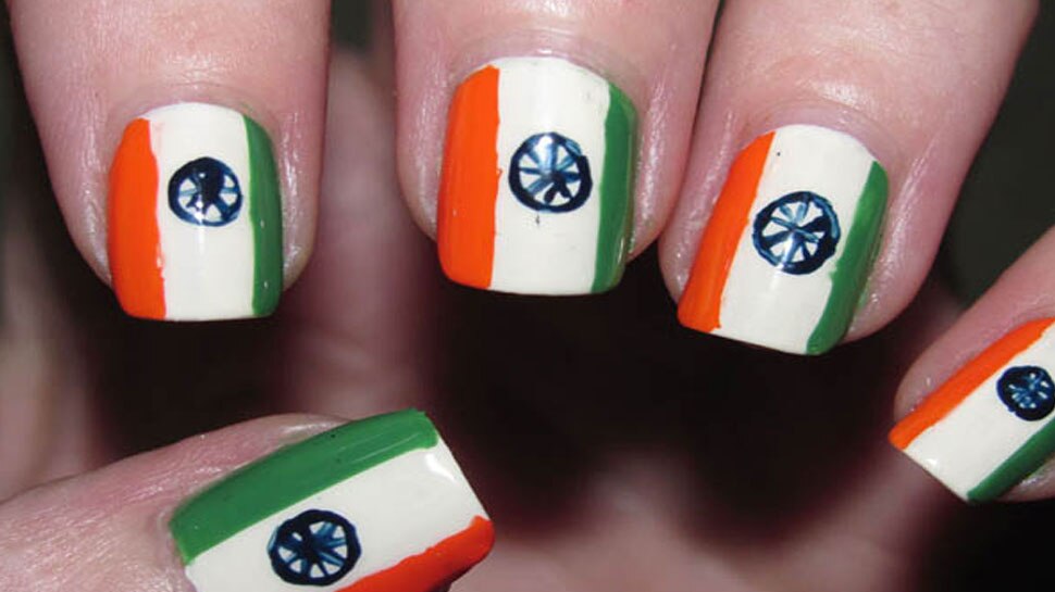 Indian flag nailpant on independence day.. beautiful nail art.. | Beautiful nail  art, Nail art diy, Nail art