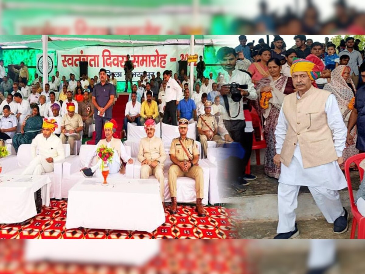 भरतपुर में भी दिखी स्वतंत्रता दिवस की धूम, मंत्री विश्वेन्द्र सिंह ने ध्वजारोहण कर ली मार्च पास्ट की सलामी